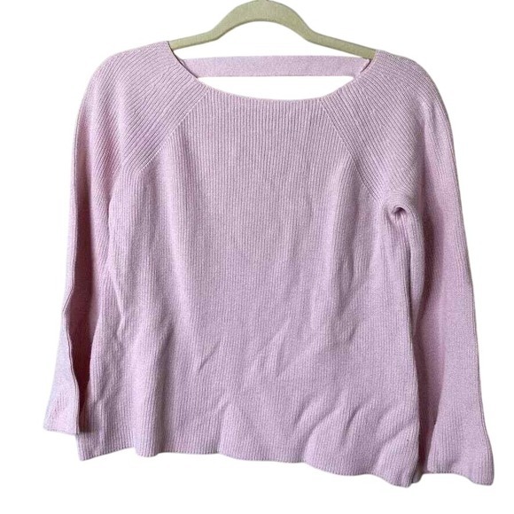 Loft Womens Sweater MP Pink Open Back Knit Long Sleeve Pullover Casual Top‎ - Picture 1 of 8
